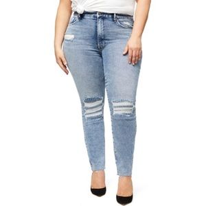 NWT Good American Good Curve Skinny Raw Edge Jeans